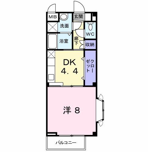 レトロヴィラI(1DK/2階)の間取り写真