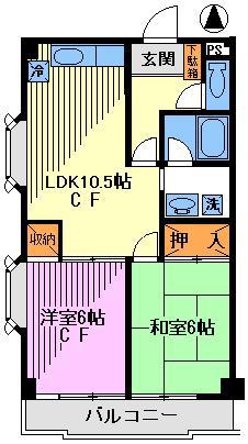 プラザドエル(2LDK/1階)の間取り写真