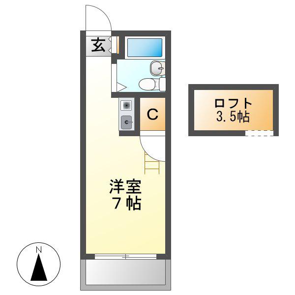 グランデ川名本町(ワンルーム/1階)の間取り写真