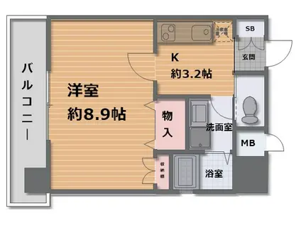 パラッツォ ディ モデルノ(1K/3階)の間取り写真