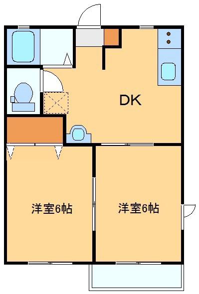 カロタあずさA(2DK/2階)の間取り写真