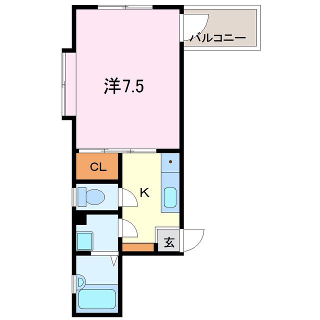 クレアトゥール松乃(1K/4階)の間取り写真
