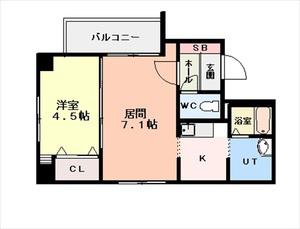 クレエル大通(1LDK/4階)の間取り写真