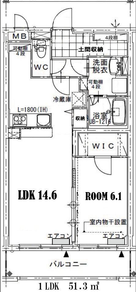 VISTAおうみ(1LDK/1階)の間取り写真