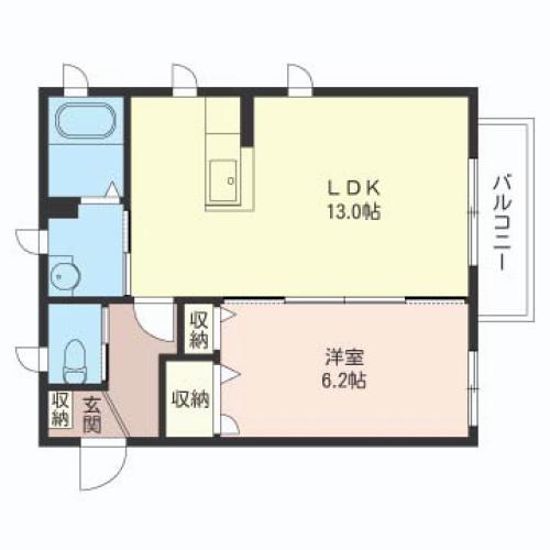 シャーメゾンわかば シャーメゾン(1LDK/2階)の間取り写真