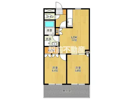 ピュア・タウン B(2LDK/1階)の間取り写真