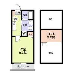 パルトネール日吉II(1K/2階)の間取り写真