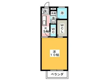 ロイヤルコートA・B(1K/1階)の間取り写真