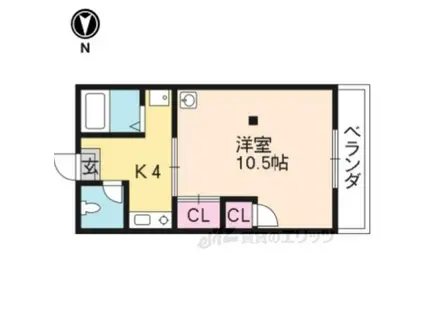 グリーンハイツ紫野(1K/2階)の間取り写真