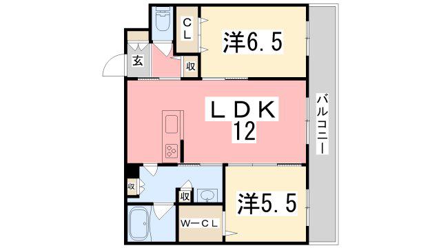 シャーメゾン田寺東(2LDK/3階)の間取り写真