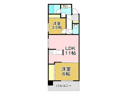 レジェンド桜Ⅱ番館(2LDK/2階)の間取り写真