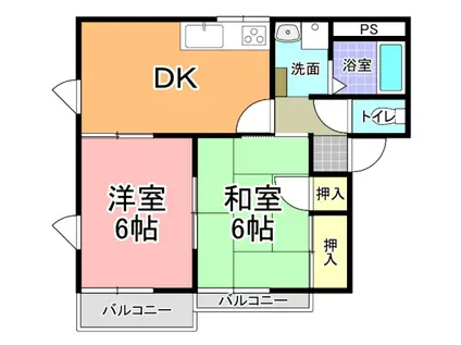 Mハイツ(2DK/2階)の間取り写真