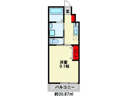 ルナ・ジュエル(1K/2階)の間取り写真