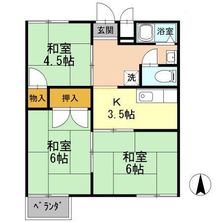 レスト北新川 B(3K/2階)の間取り写真