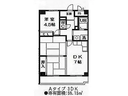 ミュー高麗橋(3DK/11階)の間取り写真