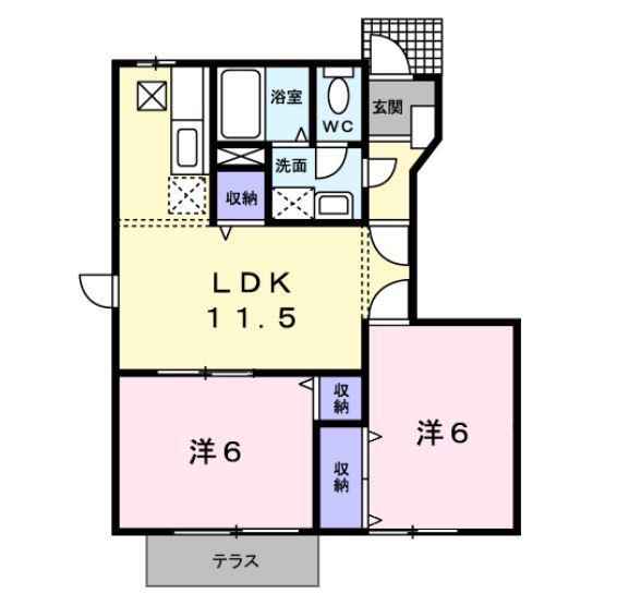RAINBOW 輝(2LDK/1階)の間取り写真