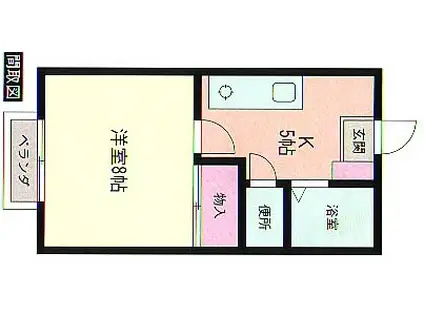 ウィンダムコート(1K/2階)の間取り写真