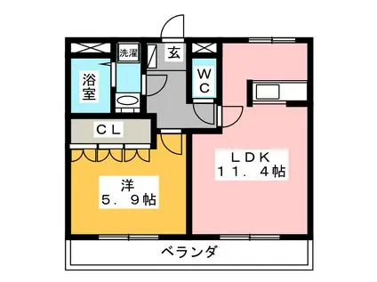 ドマーニK(1LDK/1階)の間取り写真