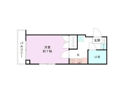 シャトー上大川前(1K/2階)の間取り写真