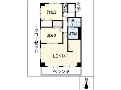 ティルリール(2LDK/1階)の間取り写真