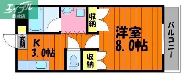 メゾンヤマサキ(1K/1階)の間取り写真