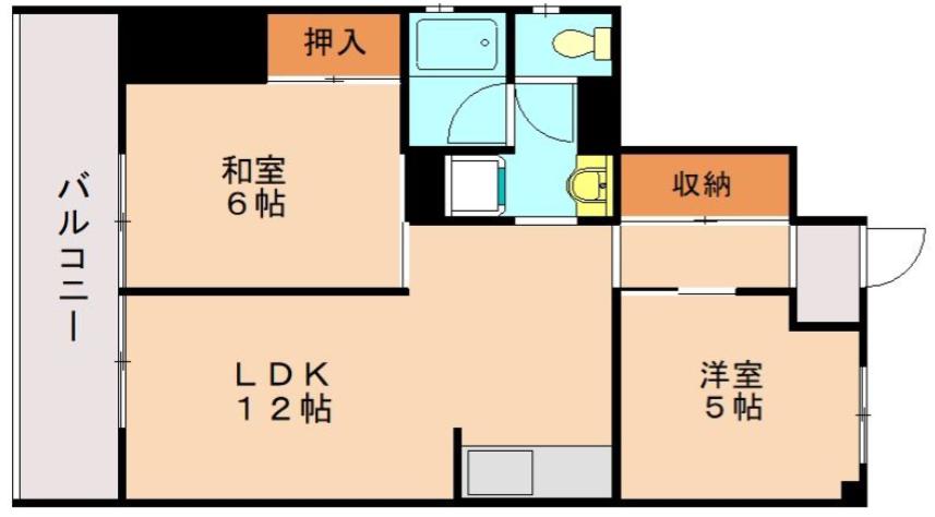 シャンテ老司(2LDK/2階)の間取り写真