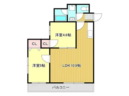 サウスコート(2LDK/10階)の間取り写真