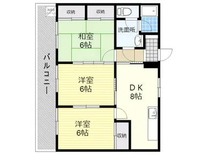 第2宗コーポA棟(3DK/1階)の間取り写真