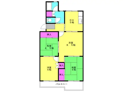 城の宮第一4A(4DK/3階)の間取り写真