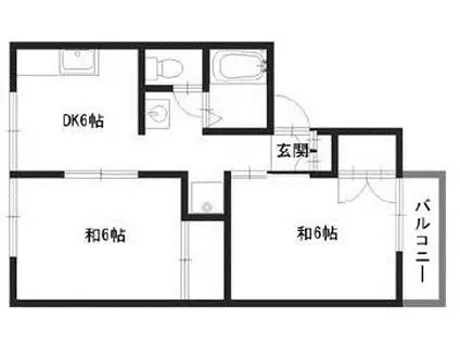 ハイネス北平野(2DK/1階)の間取り写真