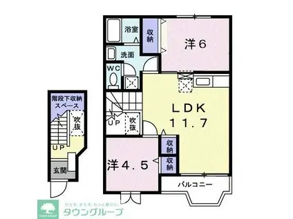 グランヌーヴォ.K(2LDK/2階)の間取り写真