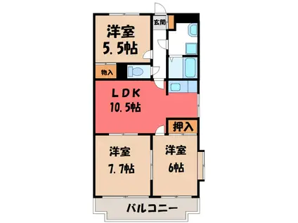 マメゾン(3LDK/1階)の間取り写真