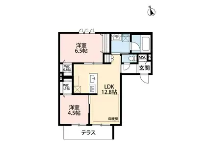 ACオハナ(2LDK/1階)の間取り写真