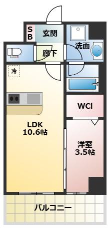 スプランディッドIX(1LDK/2階)の間取り写真