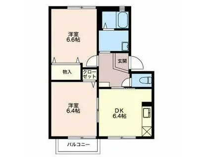 サンパティーク(2DK/2階)の間取り写真