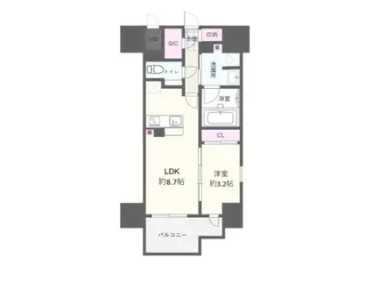 リビオレゾン靭公園(1LDK/3階)の間取り写真