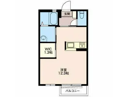 アールM.K(ワンルーム/1階)の間取り写真