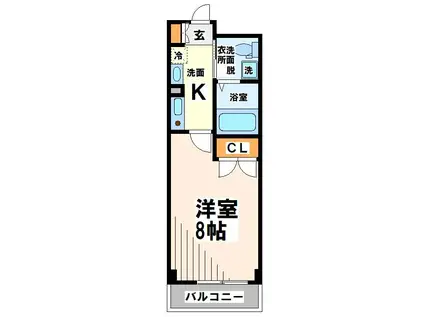 アンビックスつつじヶ丘 A棟(1K/2階)の間取り写真