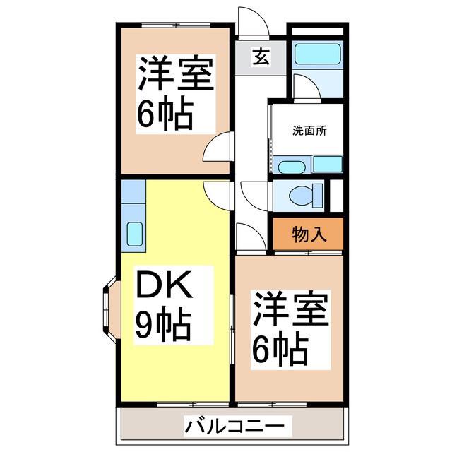 リンピアハピネス(2DK/2階)の間取り写真