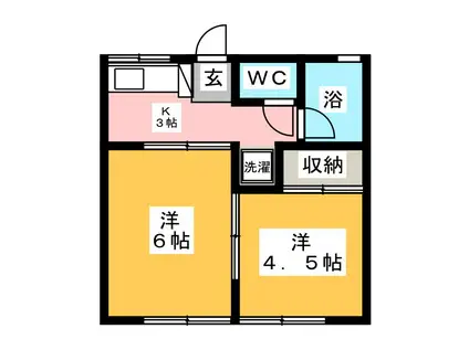 桜ハイツ(2K/1階)の間取り写真
