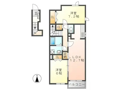 メゾン・ローレルII(2LDK/2階)の間取り写真