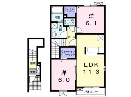 セントラルビレッジ・宮代(2LDK/2階)の間取り写真