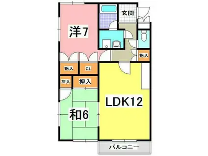 パークハイツ 山下町(2LDK/2階)の間取り写真