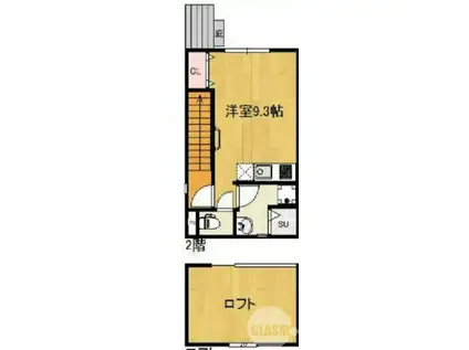 NEOGARE初芝(ワンルーム/2階)の間取り写真