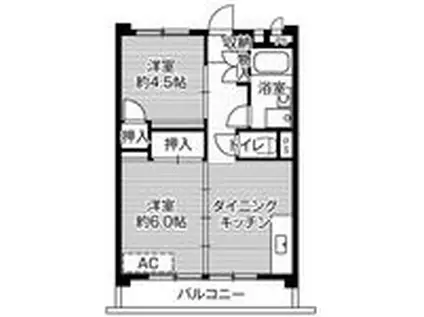 ビレッジハウス向台タワー1号棟(2DK/7階)の間取り写真