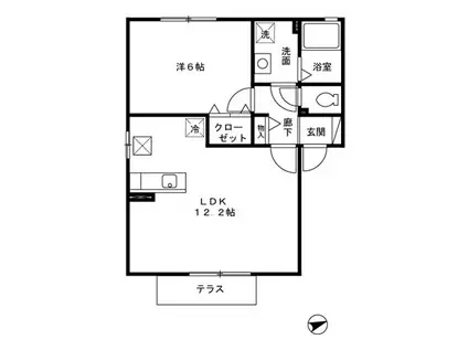フルリール和白(1LDK/1階)の間取り写真