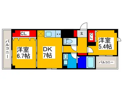 グランメゾン大美野(2DK/3階)の間取り写真