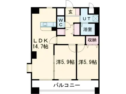 リバーサイド天神(2LDK/8階)の間取り写真