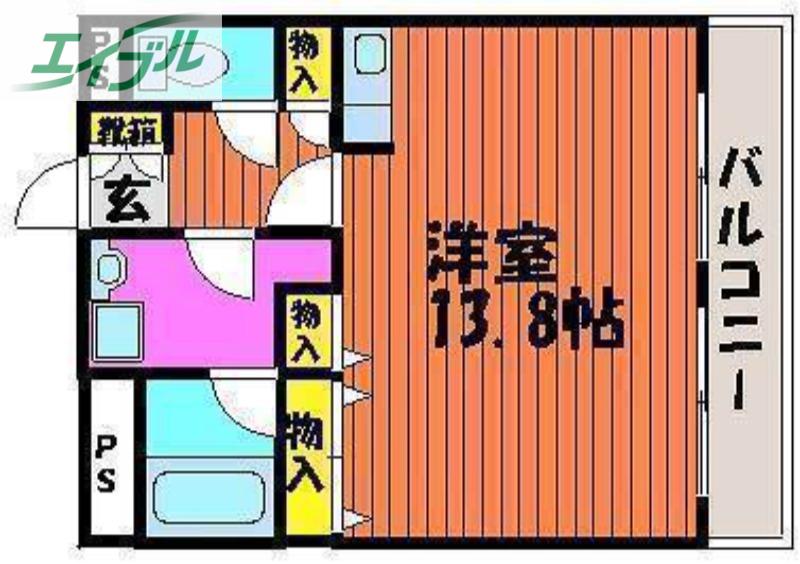ブランカ新屋敷(ワンルーム/3階)の間取り写真