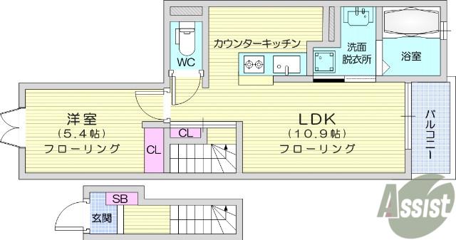 シティライフ(1LDK/2階)の間取り写真